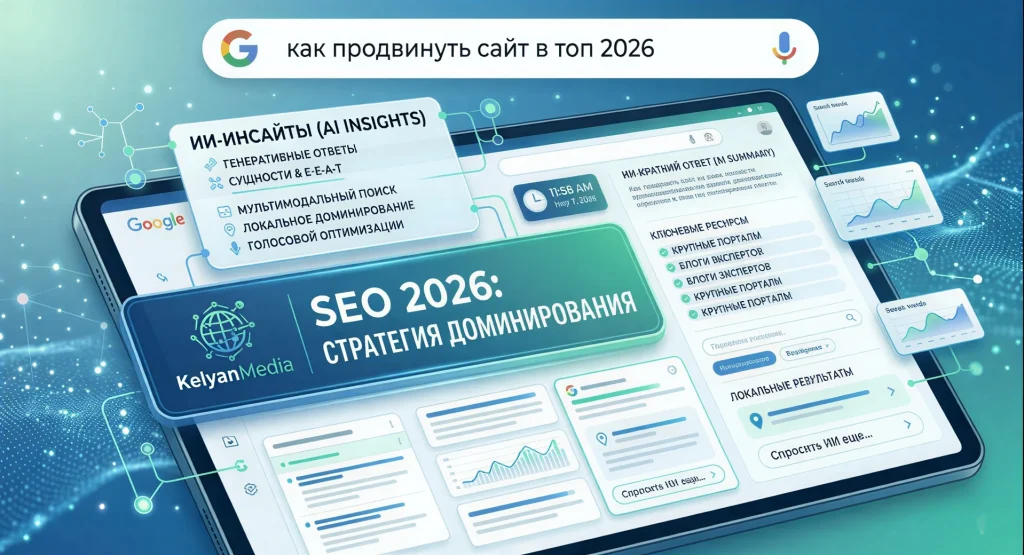 Стратегии продвижения сайта в Google 2026 года: адаптация бизнеса под ИИ-поиск и алгоритмы SGE от экспертов KelyanMedia.
