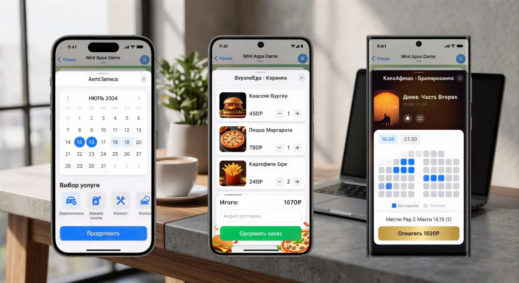 Интерфейс веб-приложения Telegram Mini Apps на экране смартфона: пример бесшовной лидогенерации внутри мессенджера без перехода на сайт
