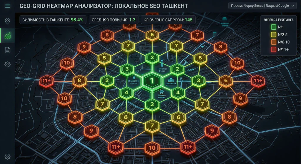 Local SERP GEO Audit: Business Ranking Heatmap within a 5-Kilometer Radius from KelyanMedia